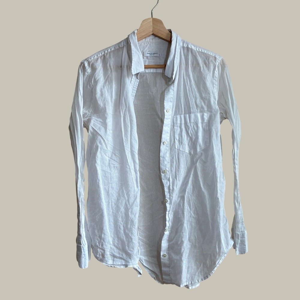 Equipment Femme Q501-E369 Button Down Shirt S White Women 100% Cotton